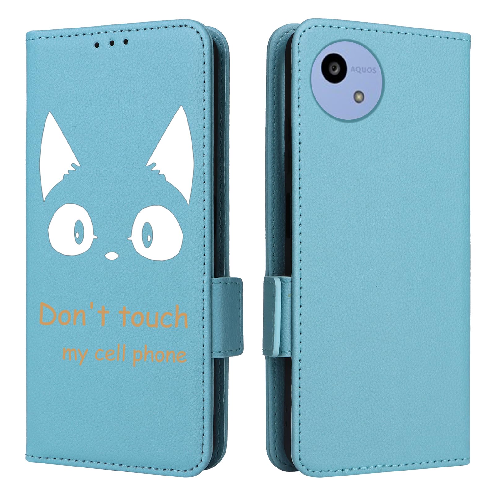 Amazon.co.jp: AQUOS Wish5 ケース 手帳型 高級PUレザー 猫プリント